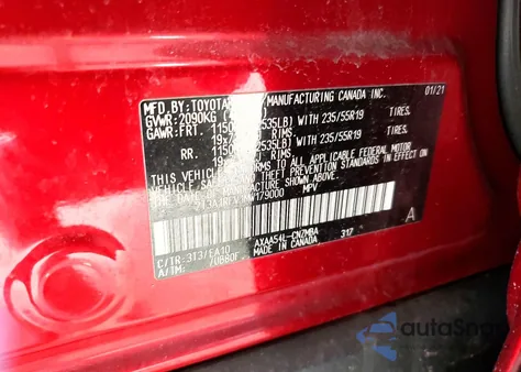 2021 Toyota Rav4 Xle Premium z USA, uszkodzony, nr VIN 2T3A1RFV1MW179000